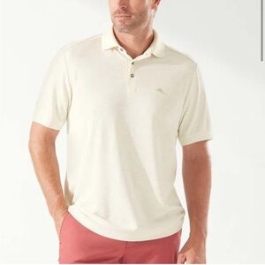 New Tommy Bahama IslandZone Short Sleeve Polo Shirt Ivory Cream Mens Sz 3XLB